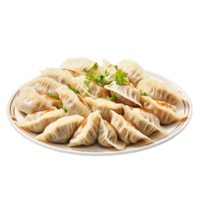 Japanese Fried Dumplings the half moon-shaped dumplings served Ai Generative png