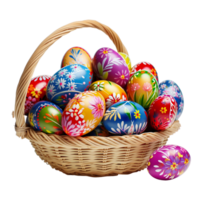 Ostern Ei Korb Hase Frühling Blumen dekorativ 3d bunt Konzept ai generativ png