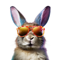 un' coniglio indossare occhiali da sole e un' giallo occhiali da sole ai generativo png