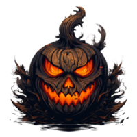 Halloween pumpkin with angry red eyes and scary face pattern in the style Ai Generative png