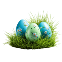 Easter eggs in grass Ai Generative png