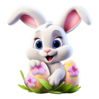 Cute easter bunny and egg Ai Generative png