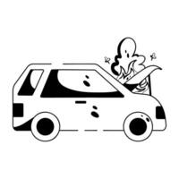 Trendy Burning Car vector