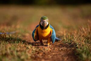 guacamayo azul y amarillo adulto foto