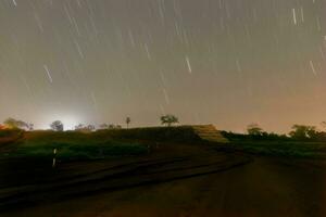 long exposure to stairtrail landscape of woods on ground photo