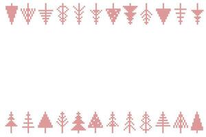 Set of Christmas tree peasant folk rustic motif. line, braid, frame, border from cross stitch fir tree vector