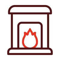 Fireplace Vector Thick Line Two Color Icons For Personal And Commercial Use.