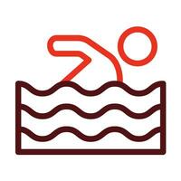 Swimming Vector Thick Line Two Color Icons For Personal And Commercial Use.