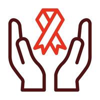 World Aids Vector Thick Line Two Color Icons For Personal And Commercial Use.