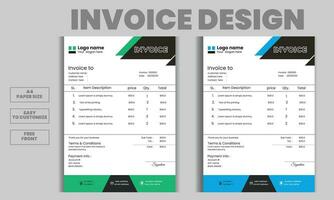 Free vector business invoice and bill paper design template. Company invoice, Order, payment ,document paper