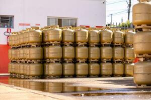 pile of kitchen gas cylinders photo