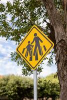 crosswalk warning yellow traffic sign photo