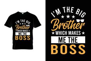 I'm big brother which makes me the boss Funny Big Brother T-shirt vector