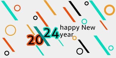 2024 New Year Celebration Banner Design with Modern Abstract Geometric Background in Retro Style Decorated with Colorful Shapes vector