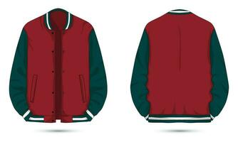 Varsity jacket template front and back view vector