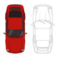 Flat design red car outline top view vector