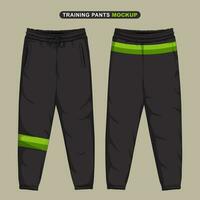 Black training pants template front and back view vector