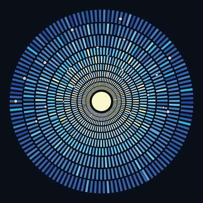 Abstract mosaic blue concentric circles