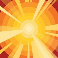 Abstract warm orange background with concentric circles and sun rays vector