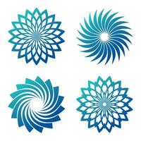 Set of abstract floral round symbols vector