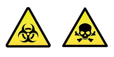 Two yellow signs of toxicity and danger vector