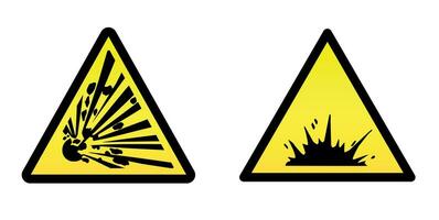 Two yellow explosion hazard signs vector