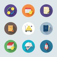 A set of colorful banking icons, currency exchange, investment, document management vector