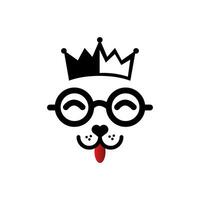 Dog king logo vector design template. Funny and cute pet shop logo vector illustration.