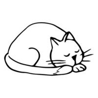 Cute cat, kitten in line doodle style emotional character isolated on white background. Comic Pet drawing. Vector illustration