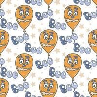 Balloons with faces and boo seamless pattern vector