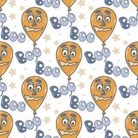 Balloons with faces and boo seamless pattern vector