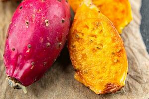 prickly pear exotic fruit figues de barbarie appetizer meal food snack on the table photo