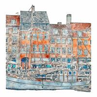 arquitectura Dinamarca acuarela mano dibujado ilustración aislado en blanco antecedentes vector