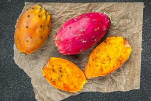 prickly pear exotic fruit figues de barbarie appetizer meal food snack on the table copy space photo