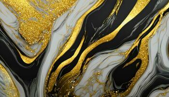 Luxury abstract fluid art painting background. Marble texture with gold. Generative ai photo