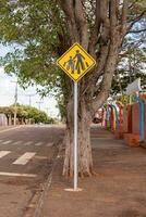 crosswalk warning yellow traffic sign photo