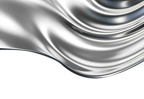 Abstract silver gradient curve. Flow chrome liquid metal waves isolated on white Generative ai photo