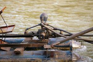 water pumping system by water wheel and pump photo