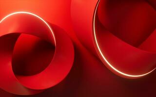 Red curve ring geometry, 3d rendering. photo