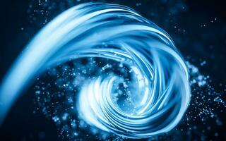 Flowing curve and particles background, 3d rendering. photo