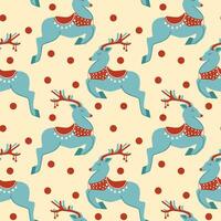 Christmas reindeer seamless pattern. Vector, flat style. Perfect for textile, wallpaper or print design. vector