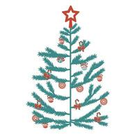 Christmas tree on white background. Vector, flat style. vector