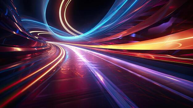 Dynamic Cyberpunk Abstract Curve DistortionGenerative AI photo