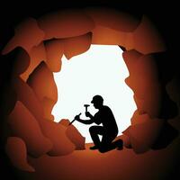 builder in cave working vector