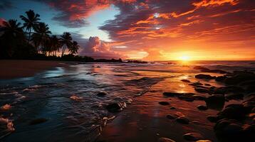tropical puesta de sol esplendor exótico encanto generativo ai foto