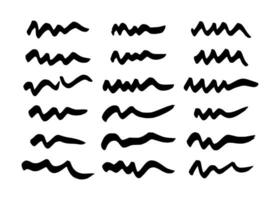 Black wavy grunge brush strokes vector