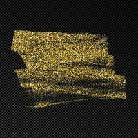 Hand drawn ink spot in gold glitter. Gold ink spot with sparkles isolated on dark background. Vector illustration