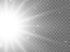 Sunlight on a background. Isolated white rays of light. Vector illustration