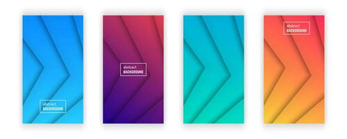 Abstract minimal line geometric background.  Set of four line layer shape for banner, templates, cards. Vector illustration.