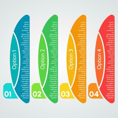 Four elements of infographic design. Step by step infographic design template. Vector illustration